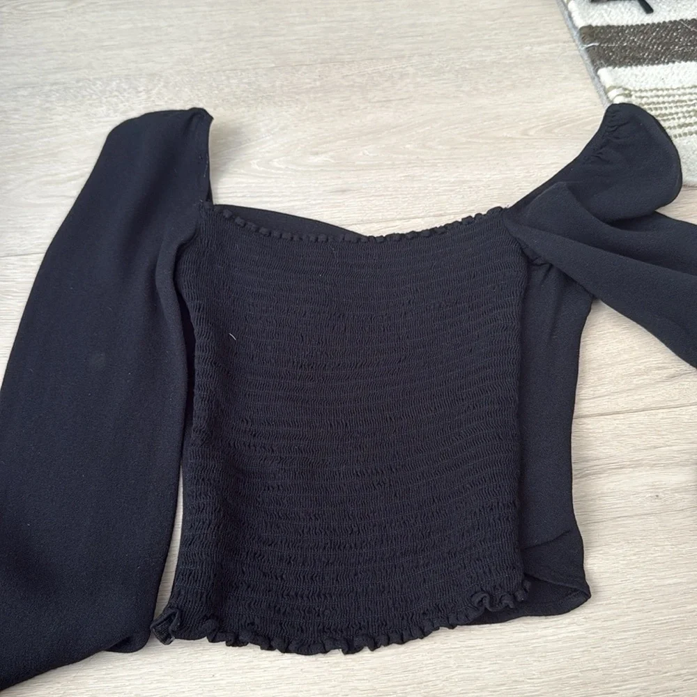 Reformation Black Puff Sleeve Blouse - Picture 3 of 4